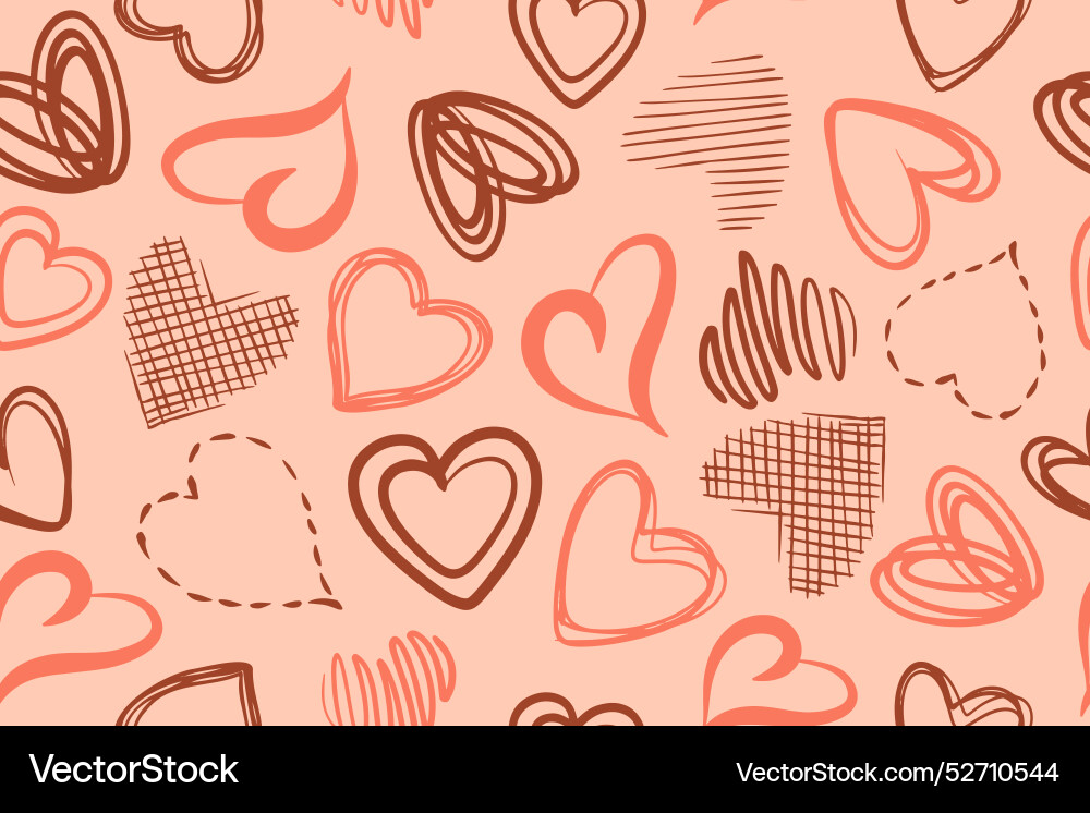 Seamless pattern of hearts different shapes Vector Image