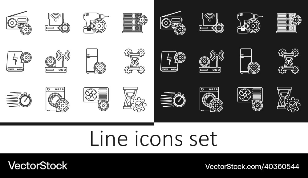 Set line hourglass setting drill machine router Set line hourglass setting drill machine router vector image