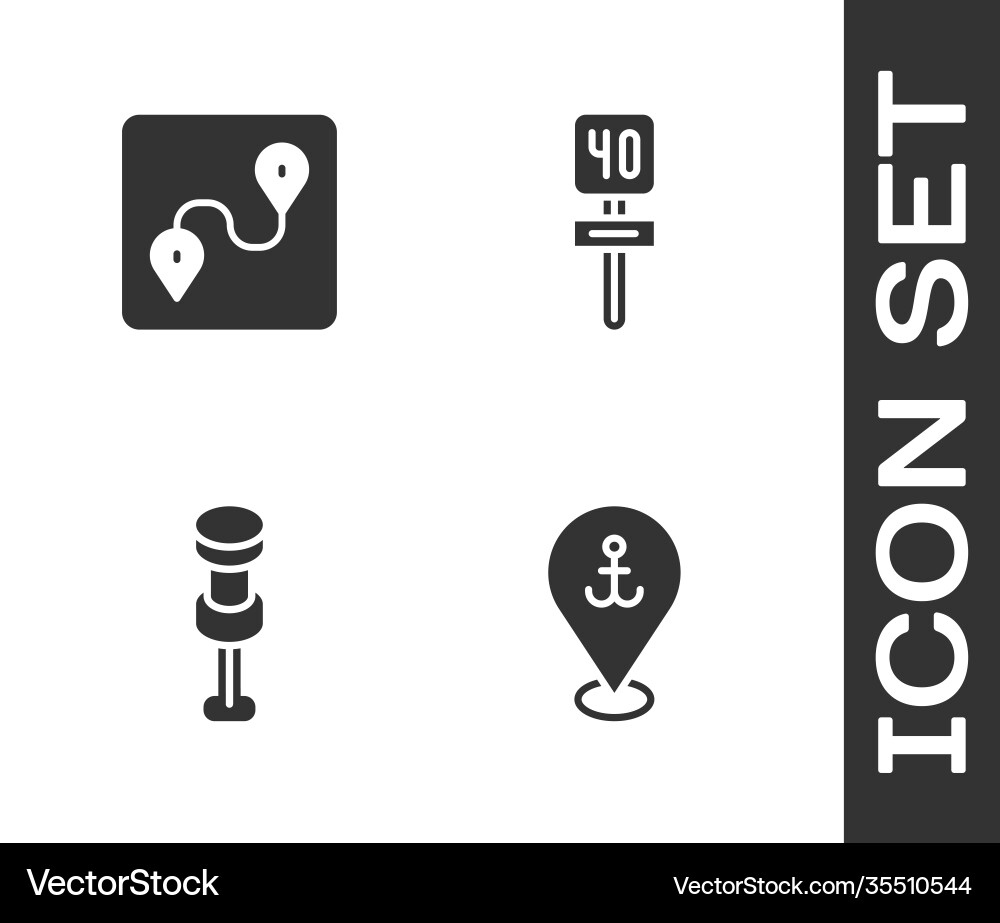 Set location with anchor route push pin Set location with anchor route push pin Vector Image