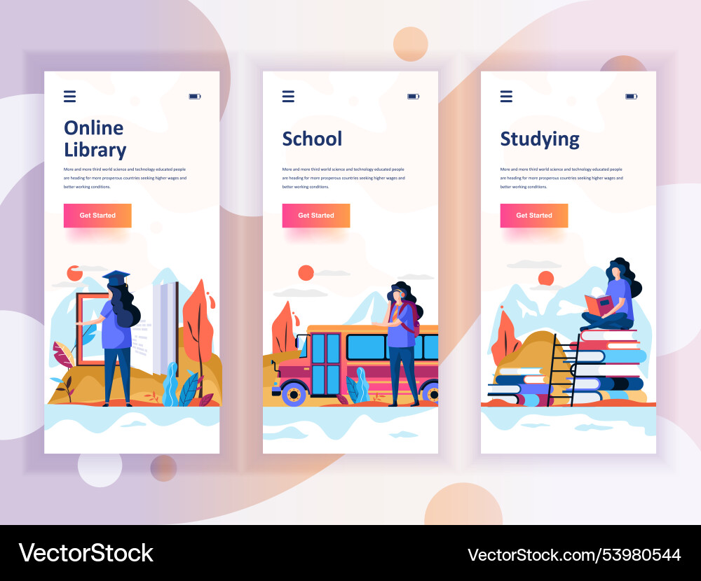 Set of onboarding screens user interface kit Set of onboarding screens user interface kit vector image