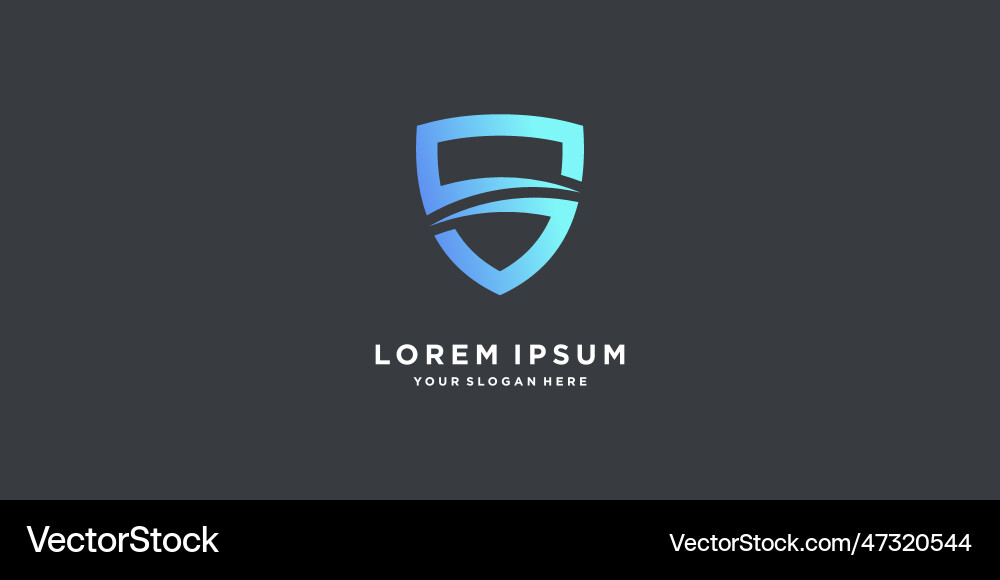 Shield logo design initial letter s with linear Vector Image