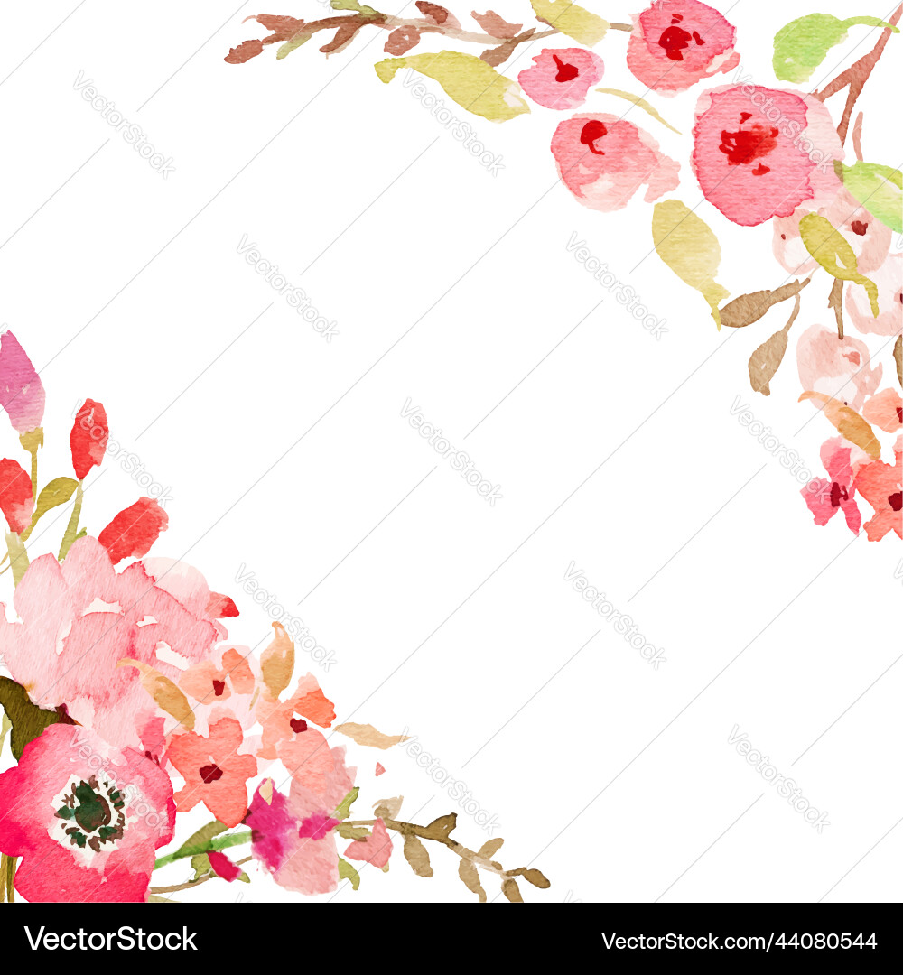 Watercolor Floral Frame Vector Image