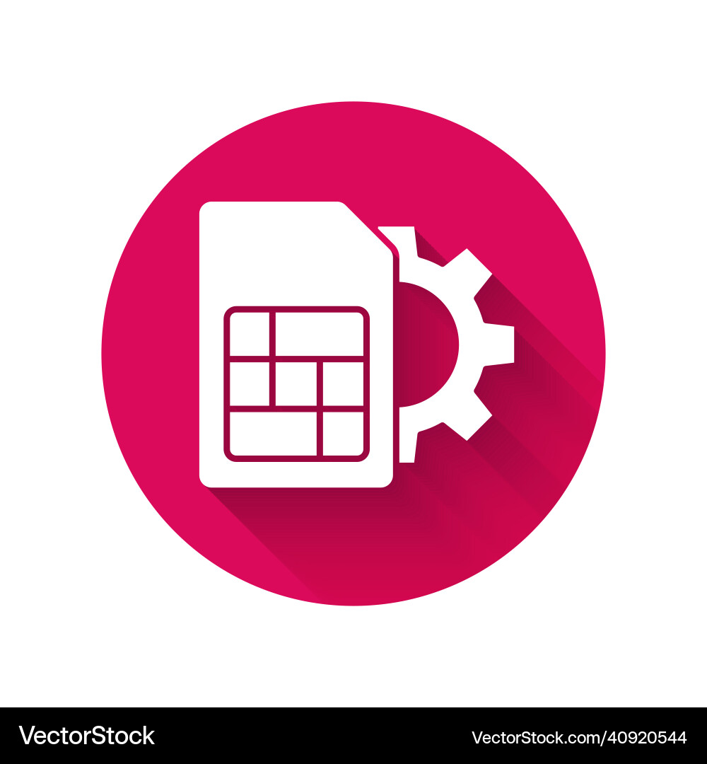 White sim card setting icon isolated with long White sim card setting icon isolated with long vector image
