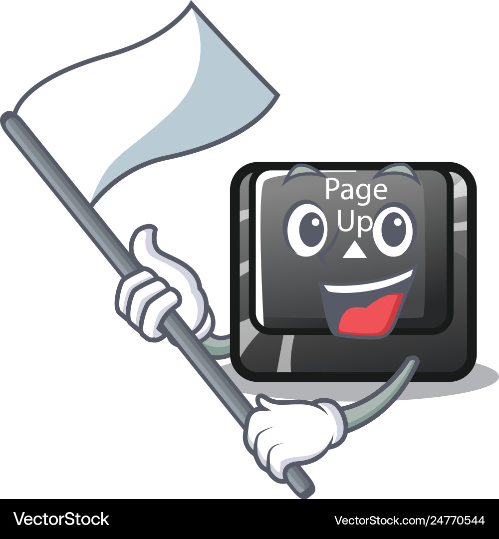 With flag button page up keyboard mascot With flag button page up keyboard mascot vector image