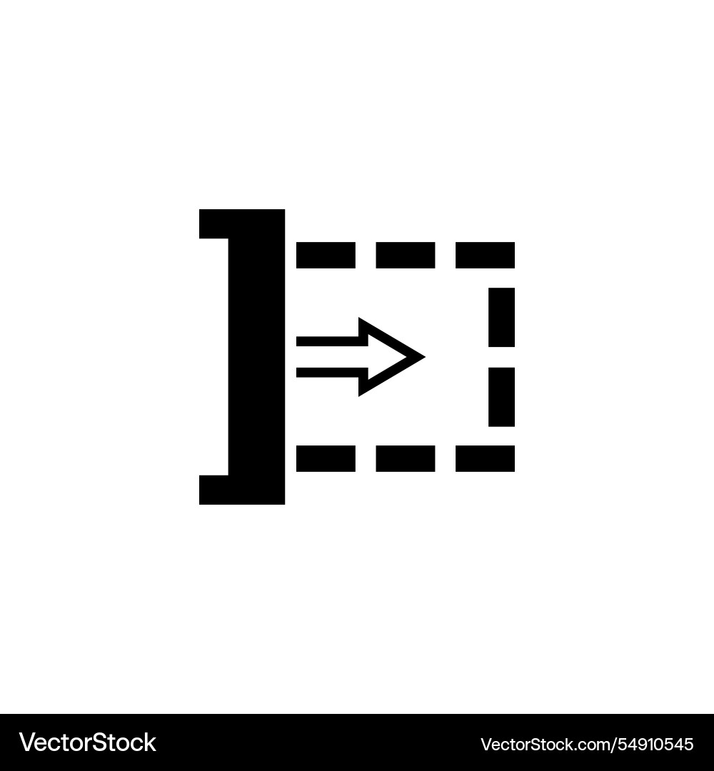 Black arrow merging with dashed square icon Vector Image