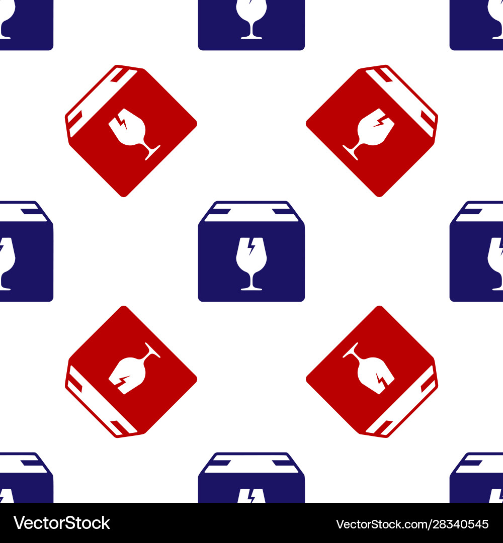 Blue and red delivery package box with fragile Blue and red delivery package box with fragile Vector Image