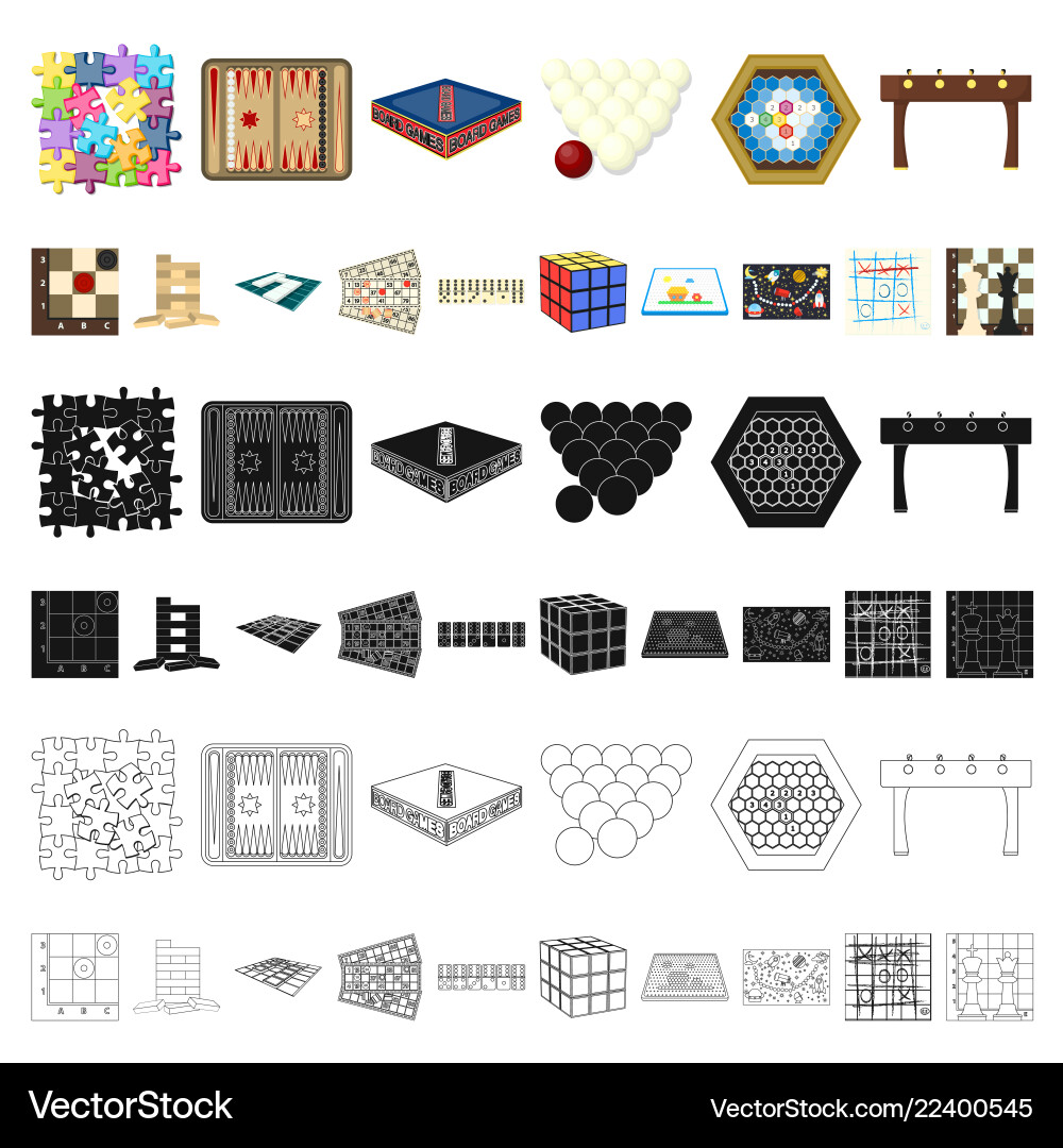 Board game cartoon icons in set collection Board game cartoon icons in set collection vector image