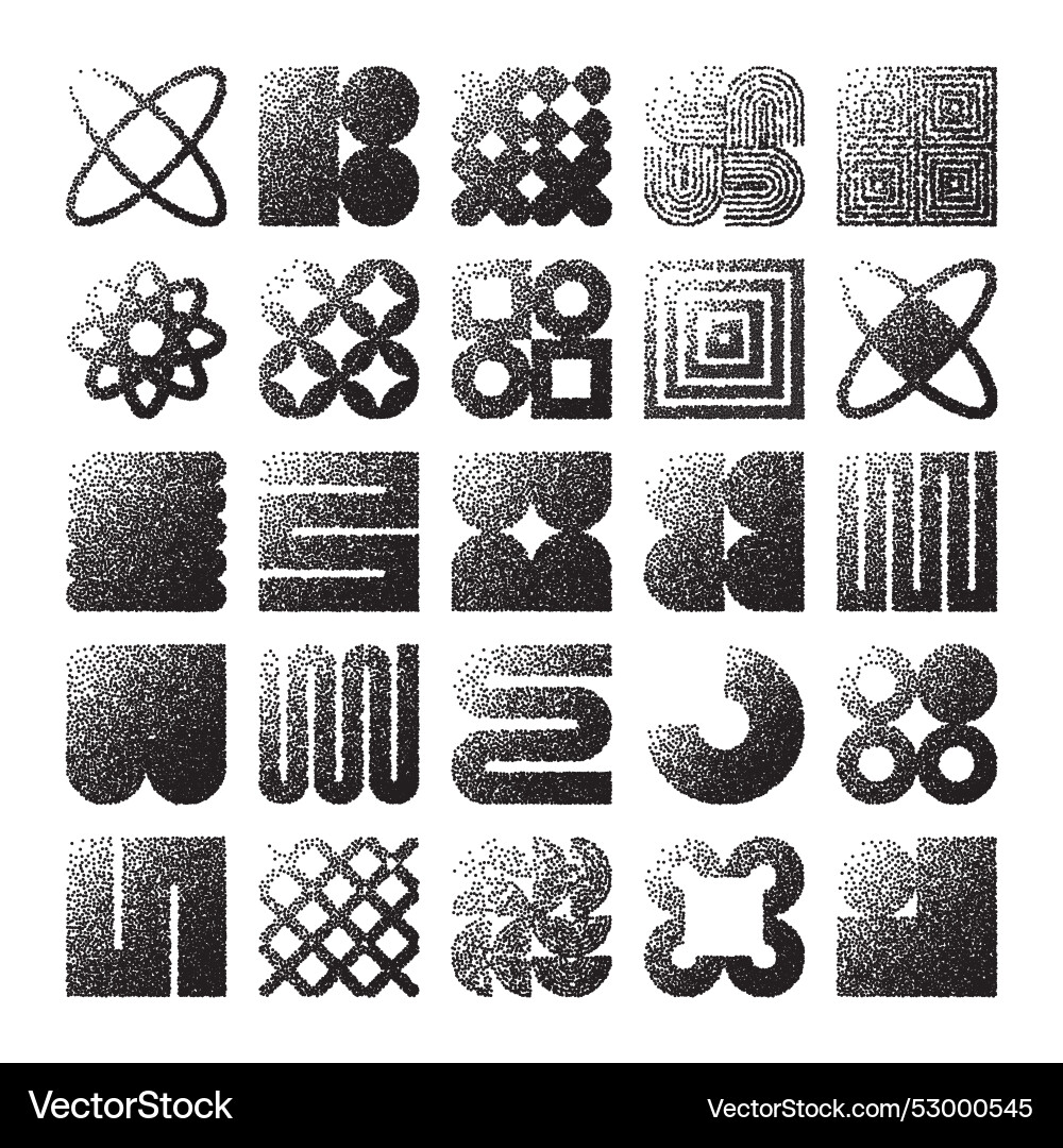 Brutalist geometric shapes dotted objects Brutalist geometric shapes dotted objects vector image