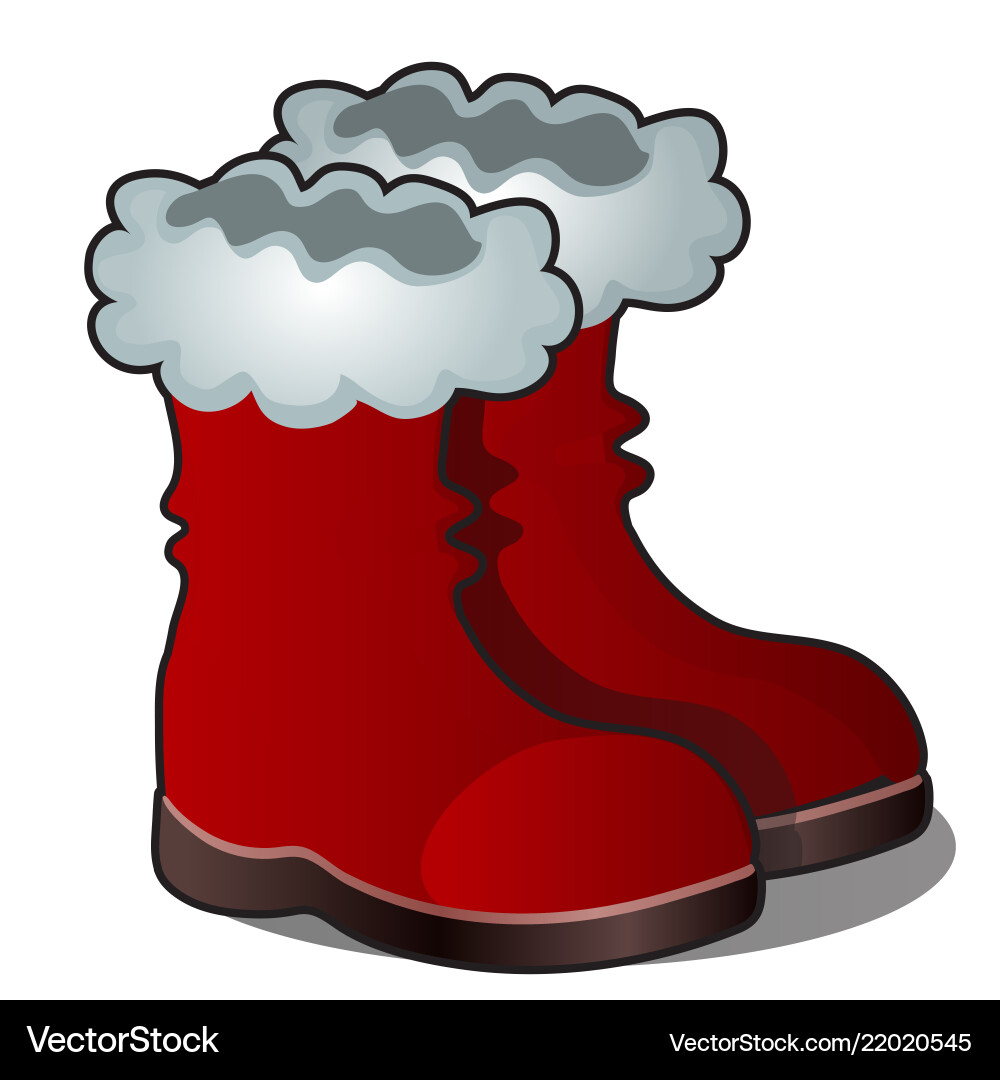 Christmas cartoon red boots of santa claus Christmas cartoon red boots of santa claus vector image