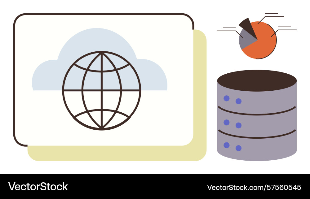 Cloud network with global connection data storage Cloud network with global connection data storage vector image