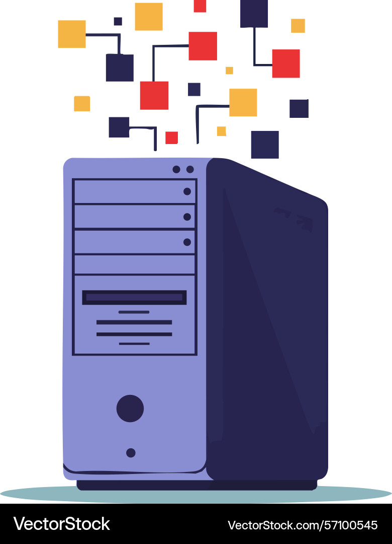 Computerserver mit bunten Datenblöcken digital Computerserver mit bunten Datenblöcken digital vektorbild