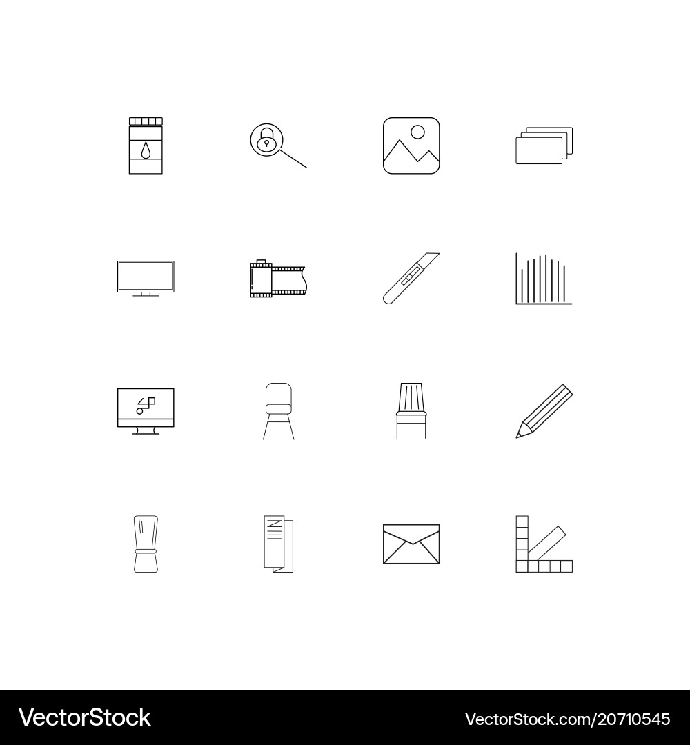 Creative process and design simple linear icons Vector Image
