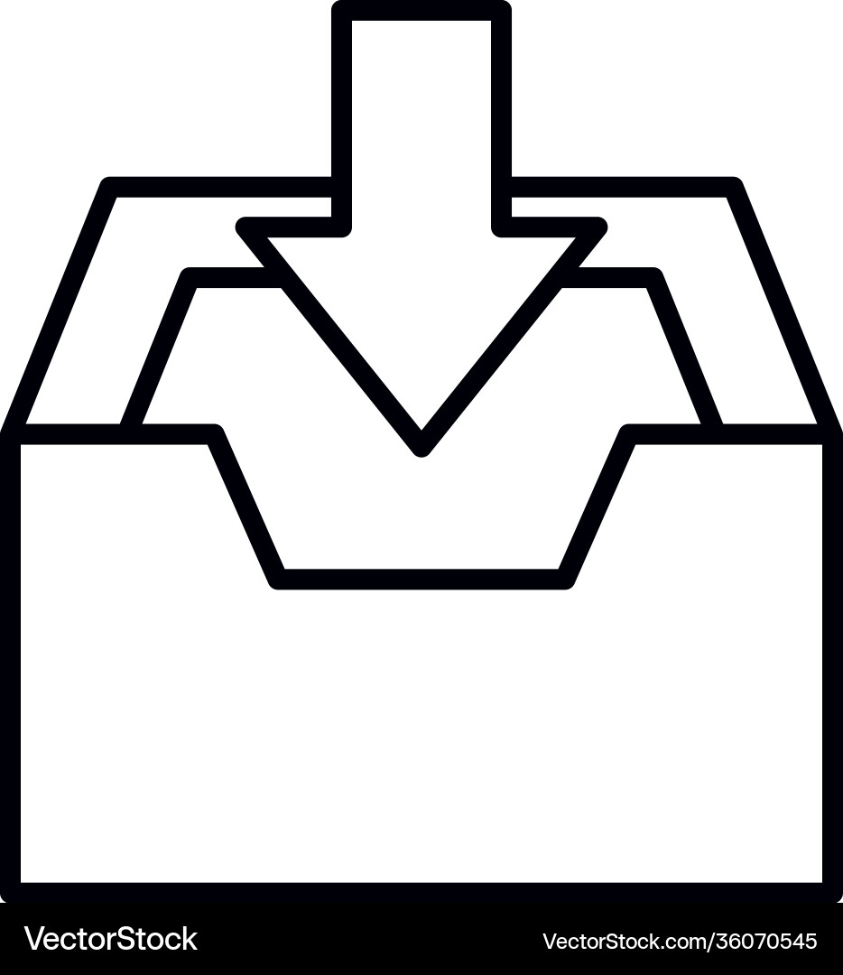 Download arrow inbox icon line style Download arrow inbox icon line style vector image