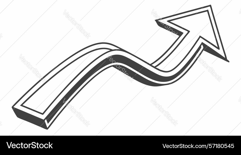 Dynamic 3d curved arrow graphic element design Vector Image