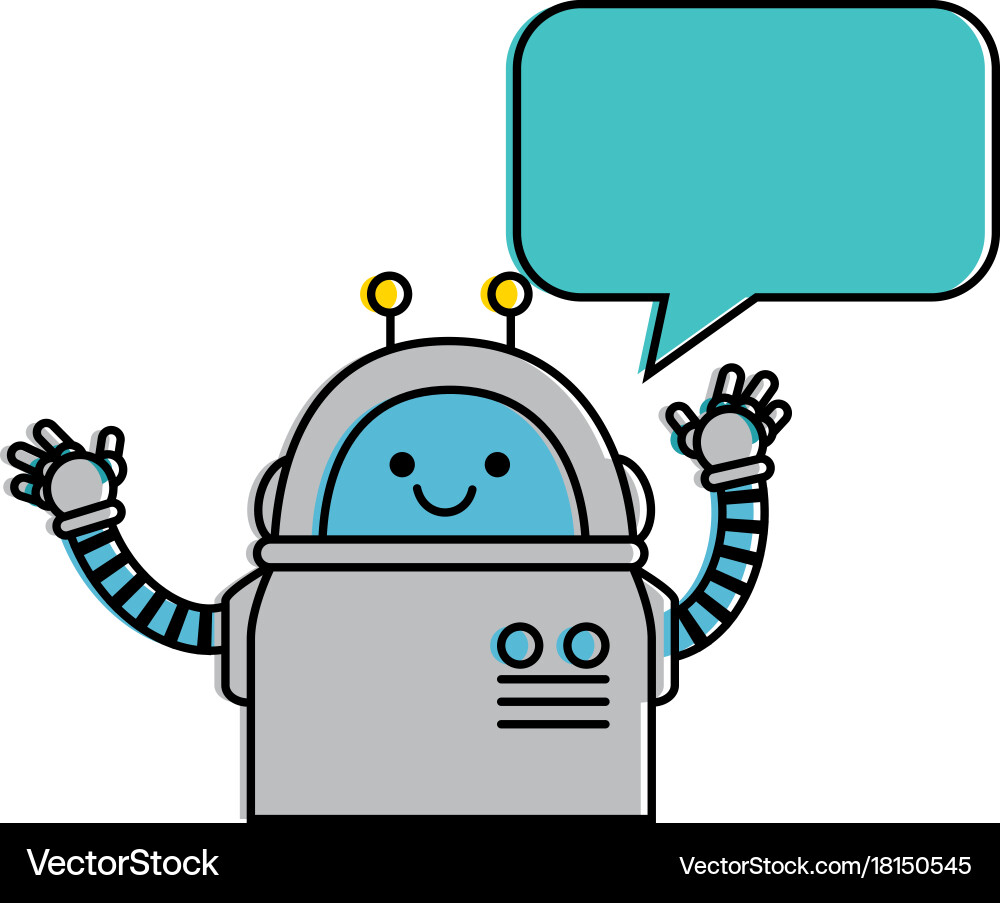 Electronic robot with speech bubble character Vector Image