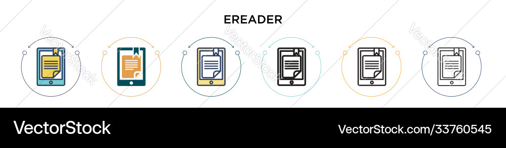 Ereader icon in filled thin line outline Ereader icon in filled thin line outline vector image