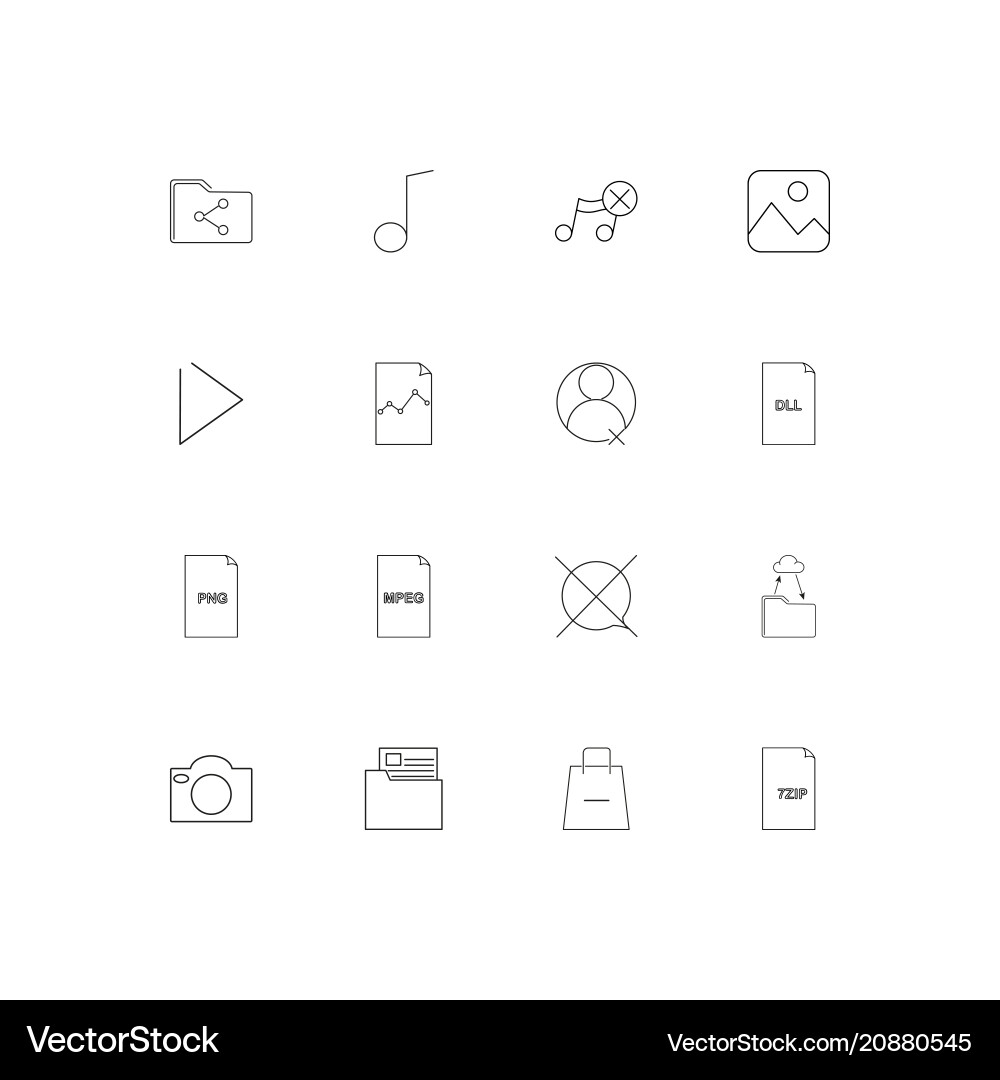 Files and folders sign linear thin icons set Vector Image