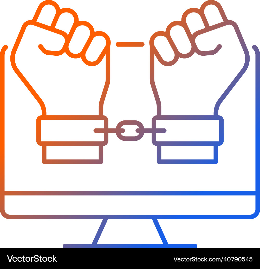 Hacker catching gradient linear icon Hacker catching gradient linear icon vector image