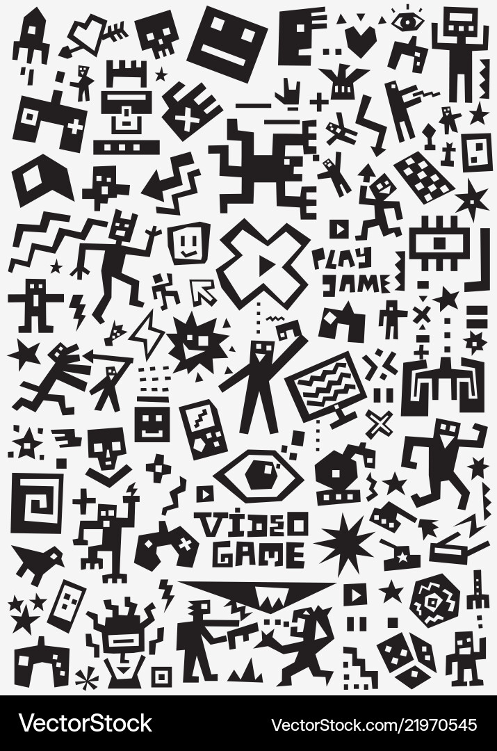 Pixel Game Symbols & Patterns vector image
