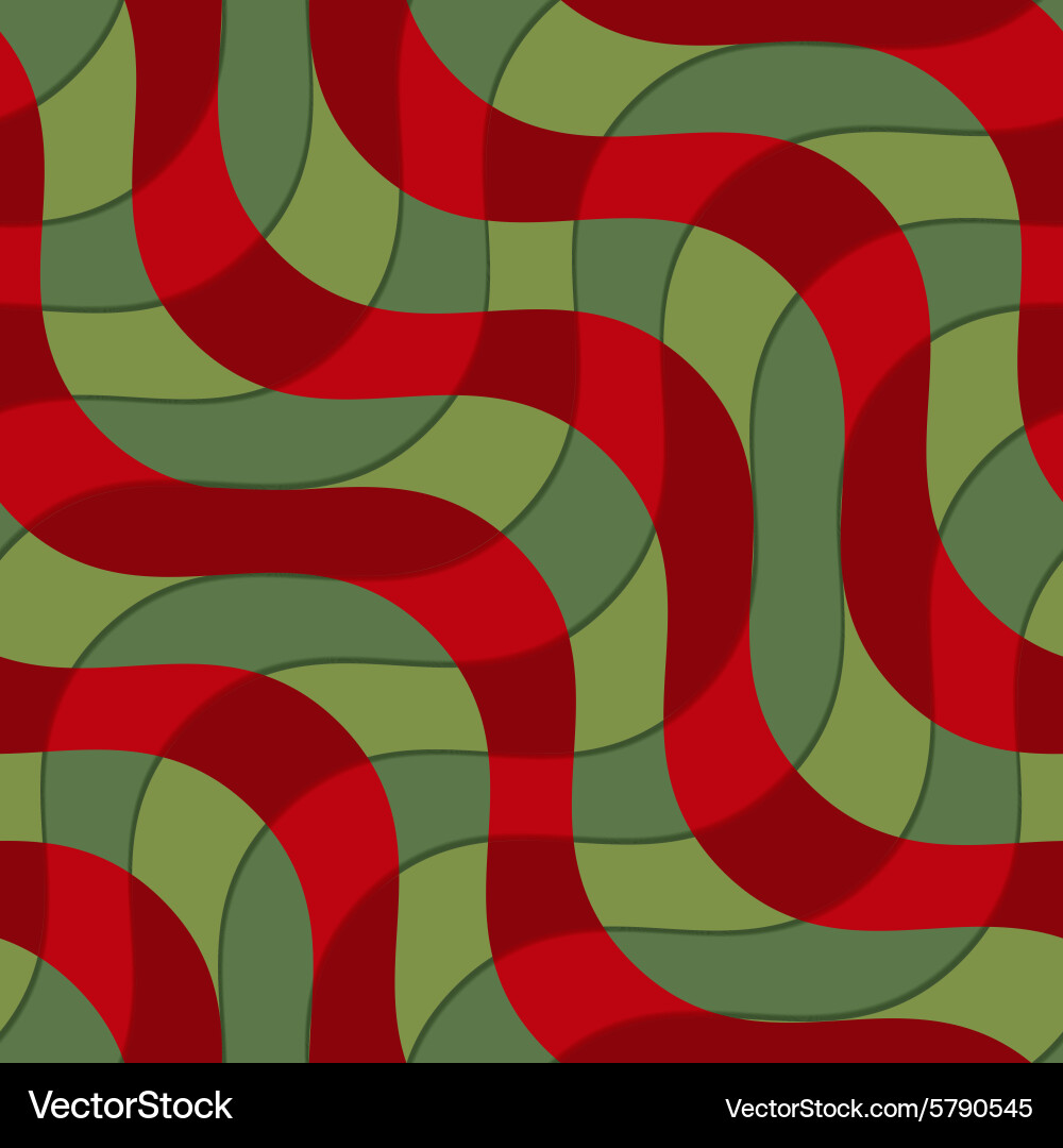 Retro 3d green and red intersecting waves vector image