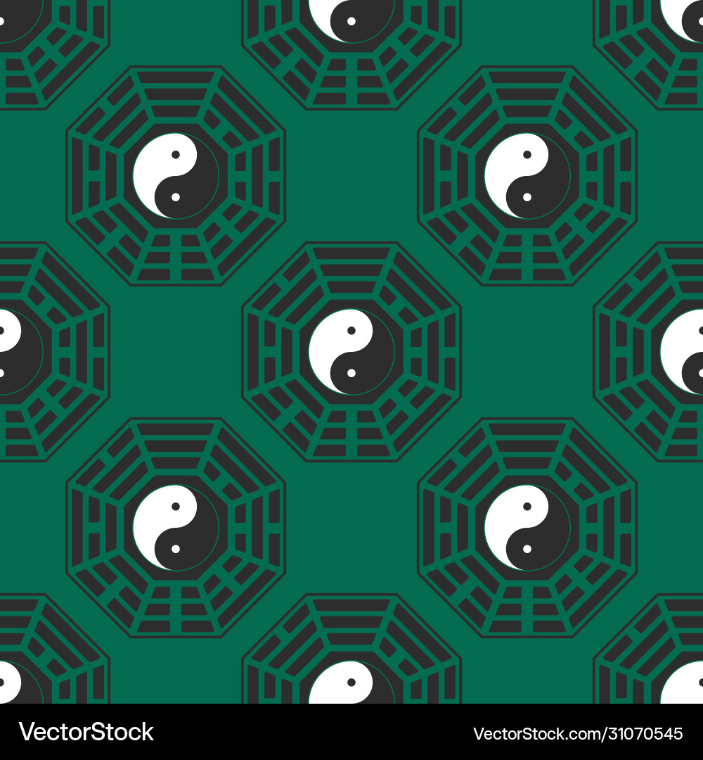 Seamless pattern with yin and yang symbol vector image