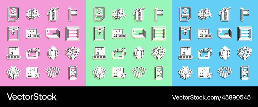 Set line mobile with app delivery tracking vector image