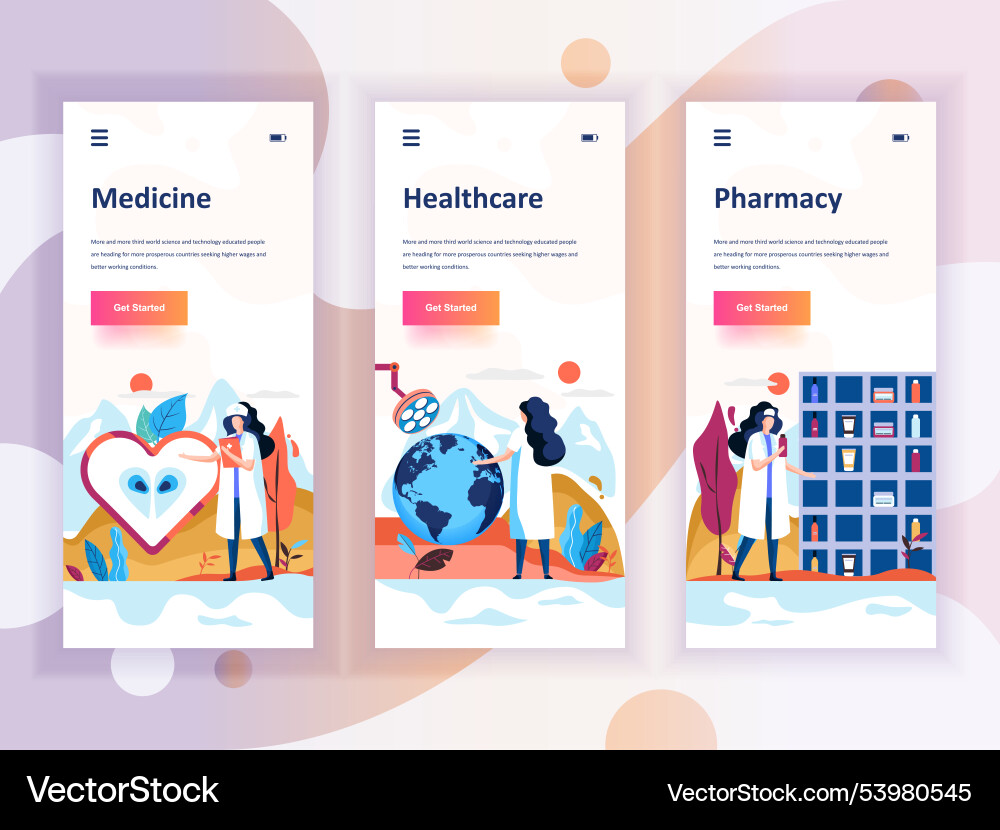 Set of onboarding screens user interface kit Set of onboarding screens user interface kit vector image