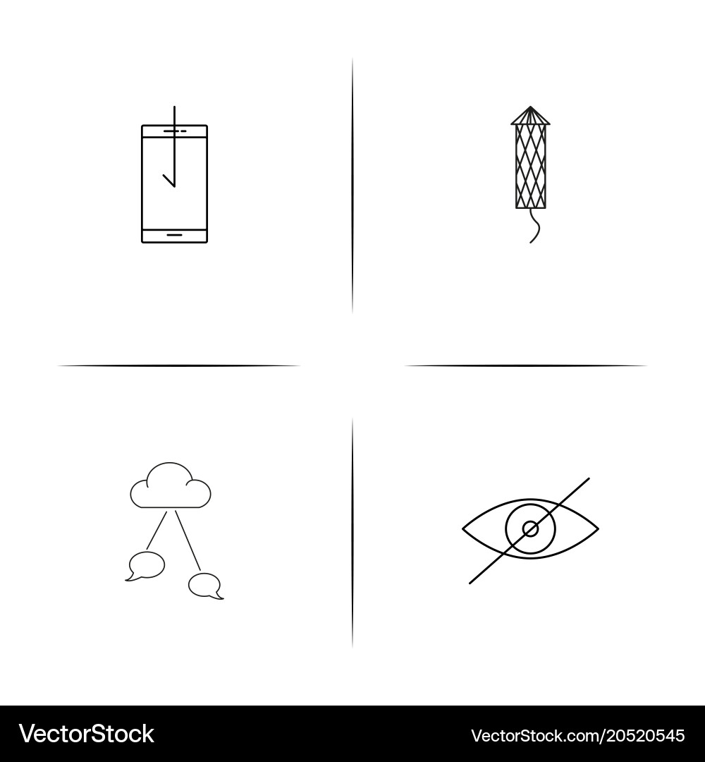 User interface simple linear icons set outlined vector image