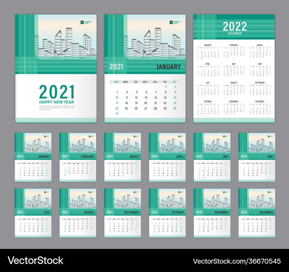 Wall calendar 2021 template-2 Wall calendar 2021 template-2 vector image