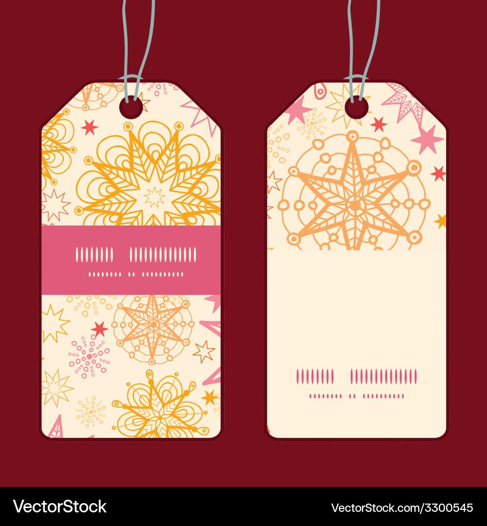 Warm stars vertical stripe frame pattern tags set Vector Image