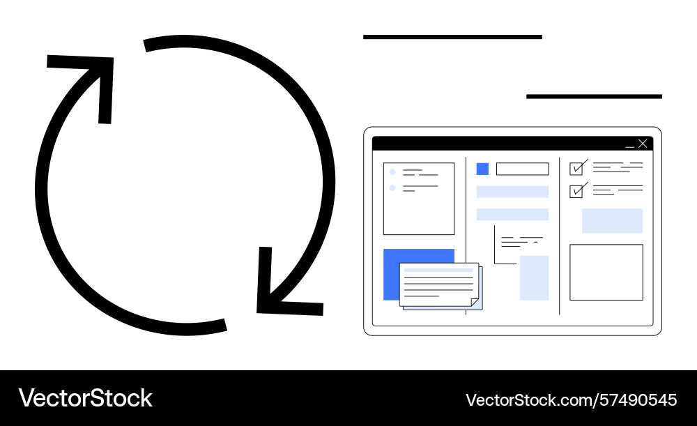Workflow process with circular arrows and digital vector image