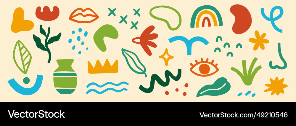 Abstract blob shape doodle set element geometric Vector Image