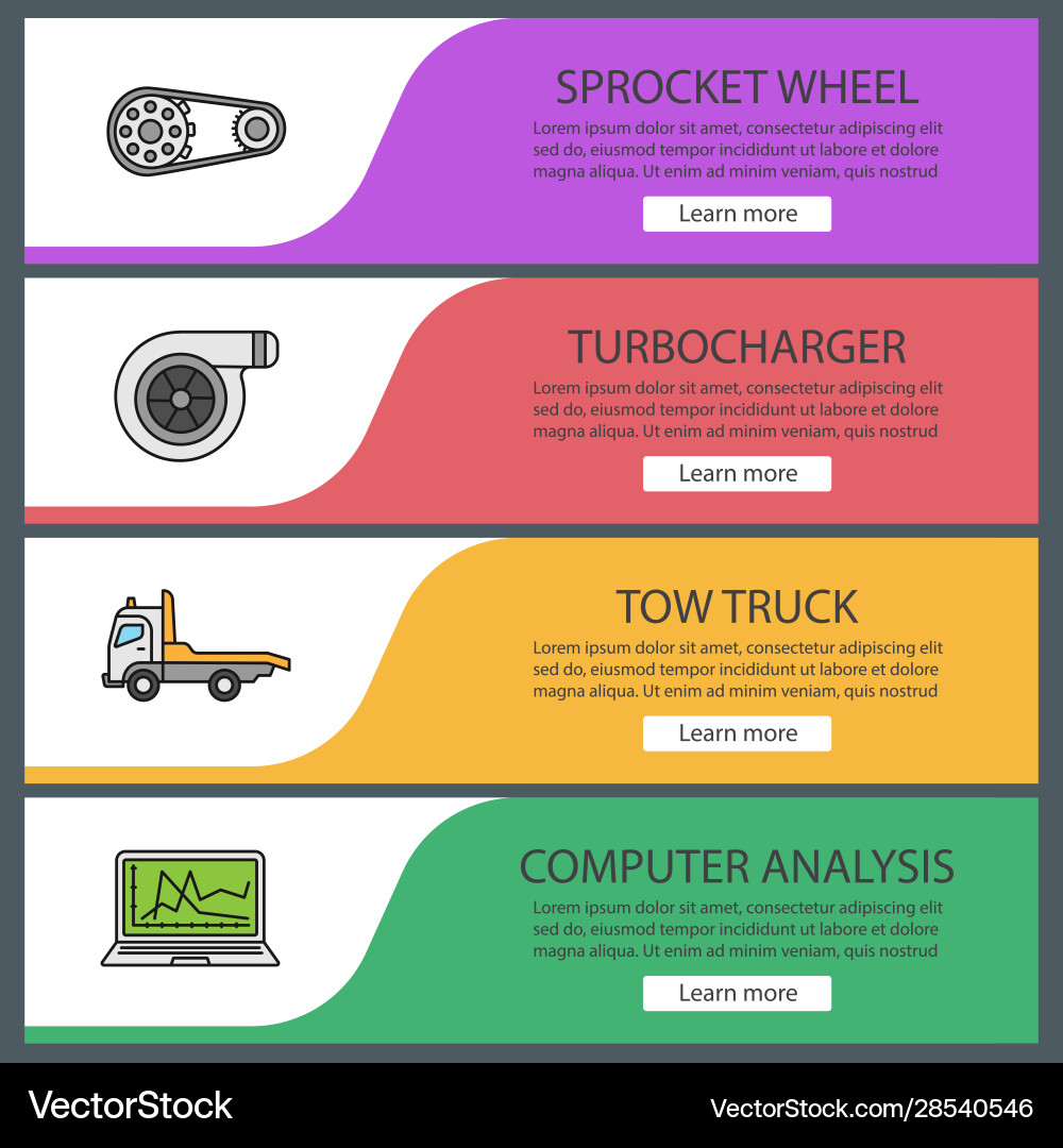 Auto workshop web banner templates set Auto workshop web banner templates set vector image