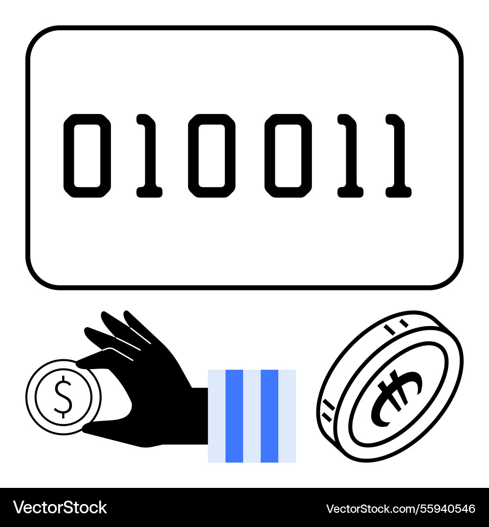 Binary code with digital currency symbols Binary code with digital currency symbols vector image