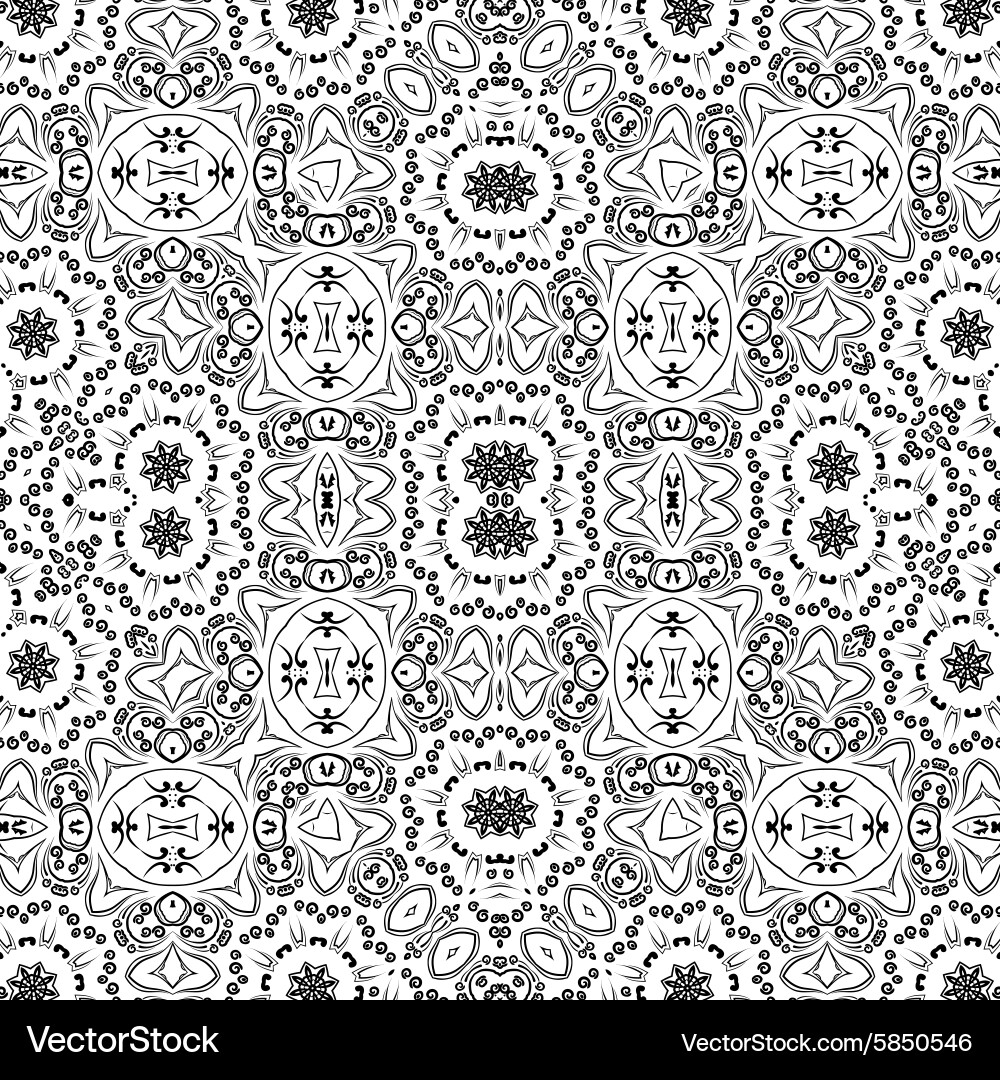 Black Outline Pattern - Circular Motif Vector Image