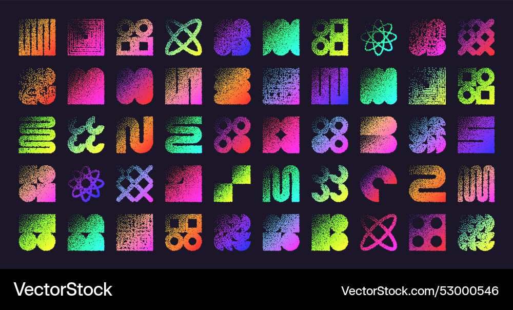 Brutalist geometric shapes dotted objects vector image
