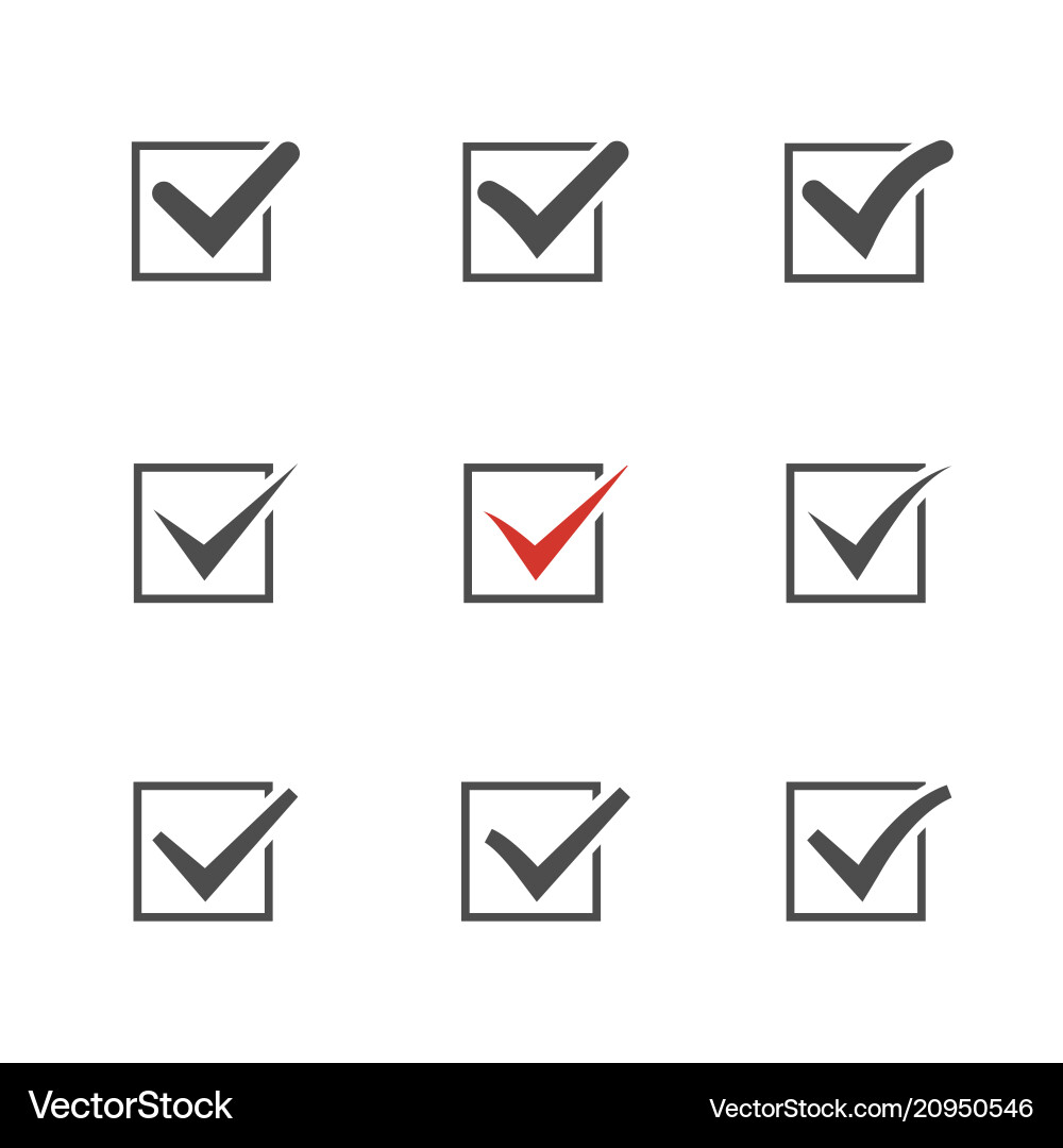 Check mark set over whitered ticchoice element Check mark set over whitered ticchoice element vector image