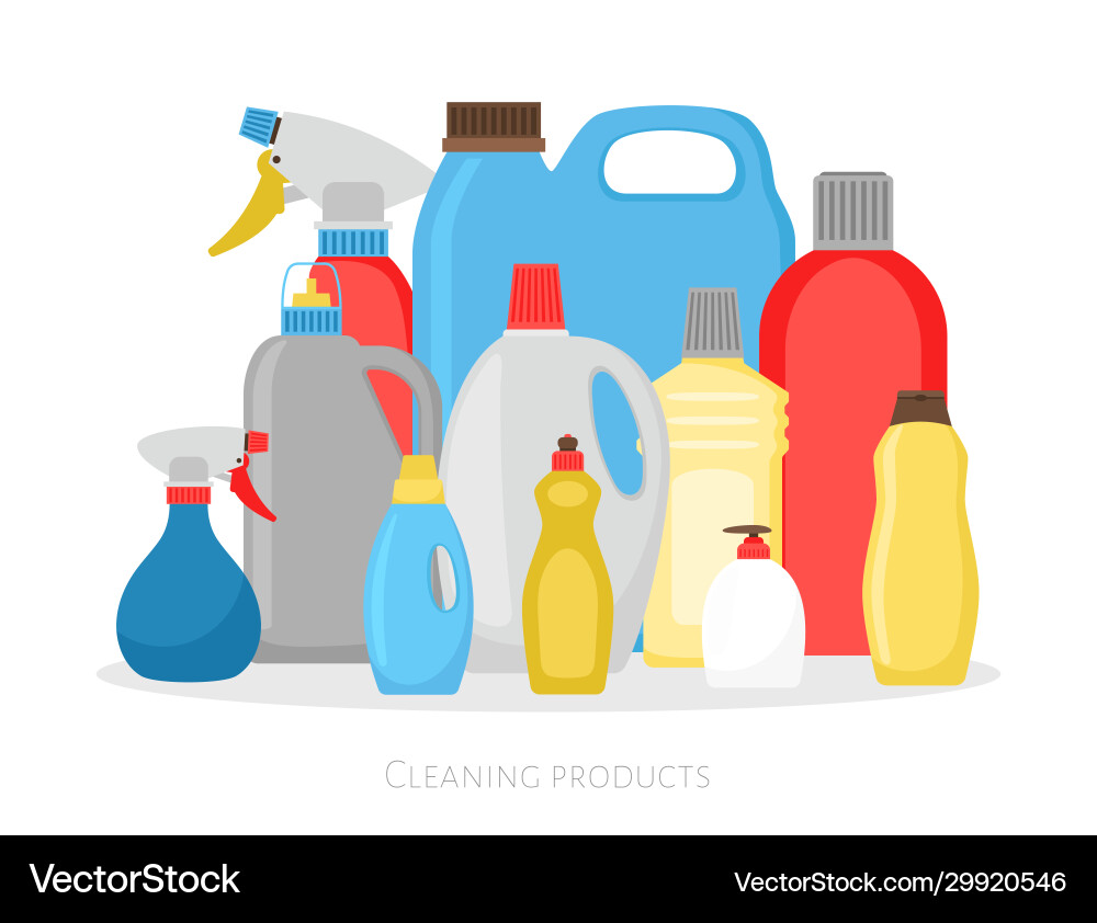 Cleaning Product Bottles Collection Vector Image
