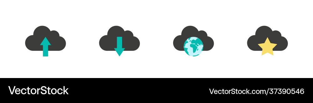 Cloud icons computing devices connected Vector Image