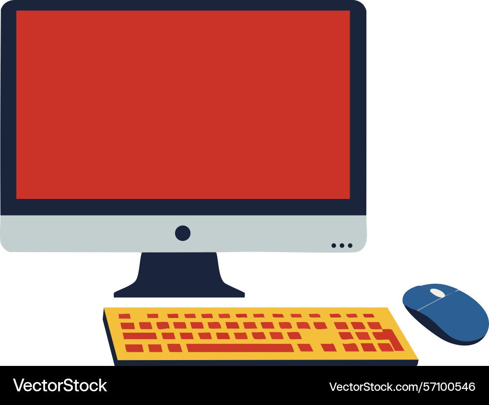 Computer Desktop Monitor mit Tastatur und Maus vektorbild