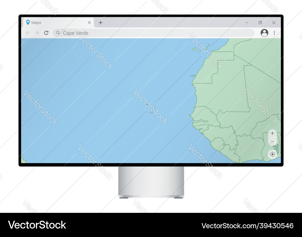 Computer monitor with map of cape verde Vector Image