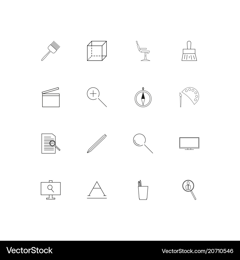 Creative process and design simple linear icons vector image