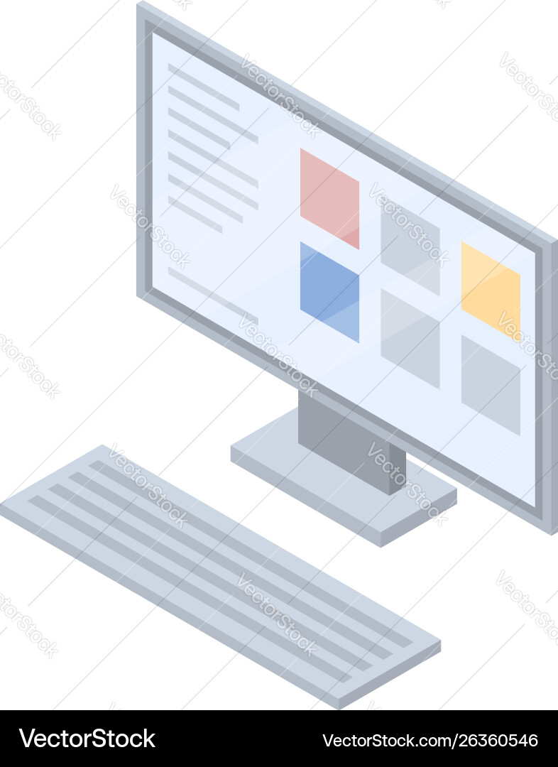 Desktop computer icon isometric style Desktop computer icon isometric style vector image