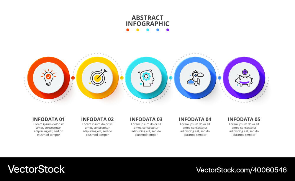 Five circles connected by a line timeline concept Vector Image