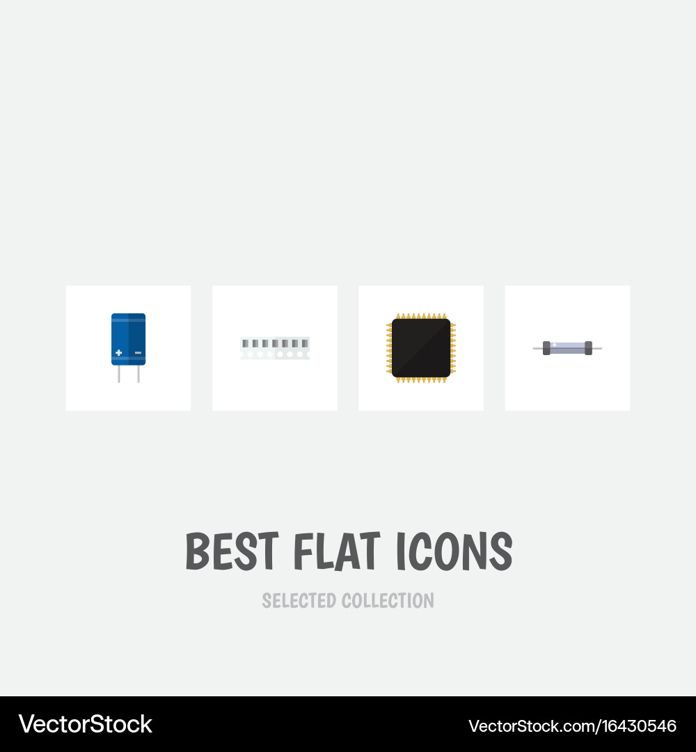 Flat icon electronics set of cpu resistor Vector Image