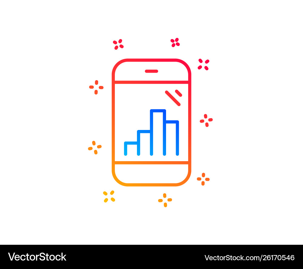 Graph phone line icon column chart sign Graph phone line icon column chart sign vector image