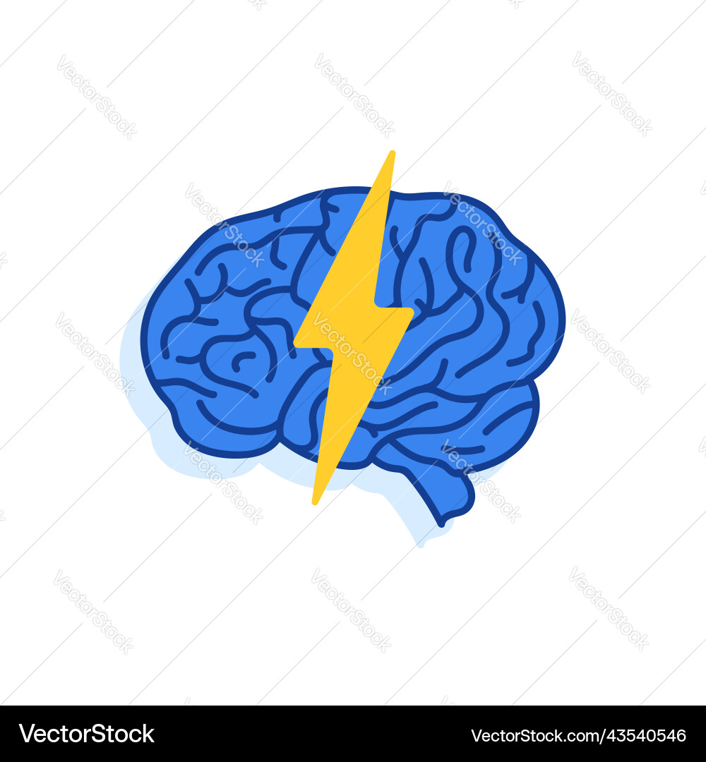 Lightning with brain like brainstorm icon Lightning with brain like brainstorm icon Vector Image