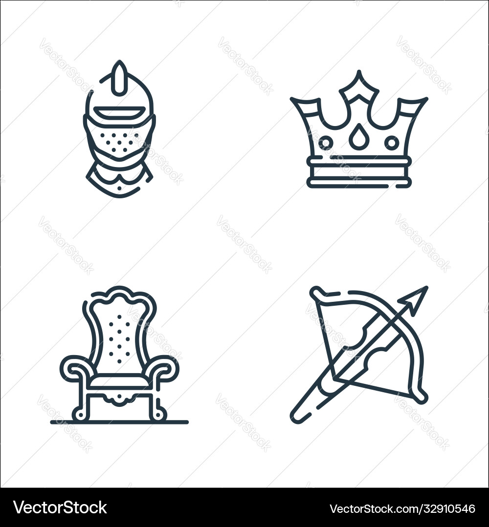 Medieval times line icons linear set quality Medieval times line icons linear set quality vector image