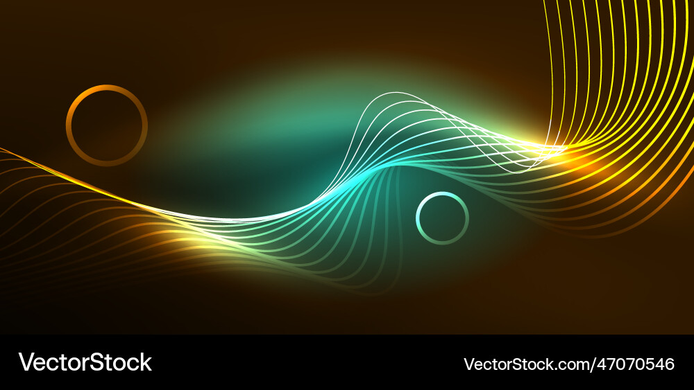 Neon lines and waves abstract background techno Vector Image