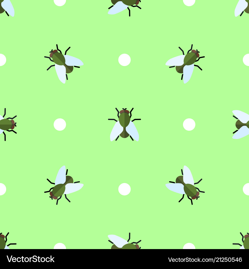 Seamless pattern with flies and circles Vector Image
